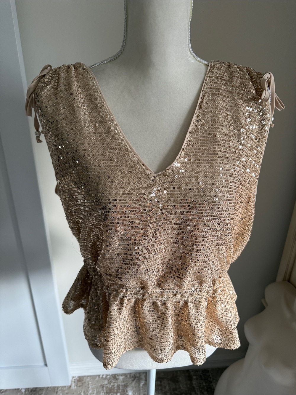 Adyson Parker Gold Sequin Peplum Tank